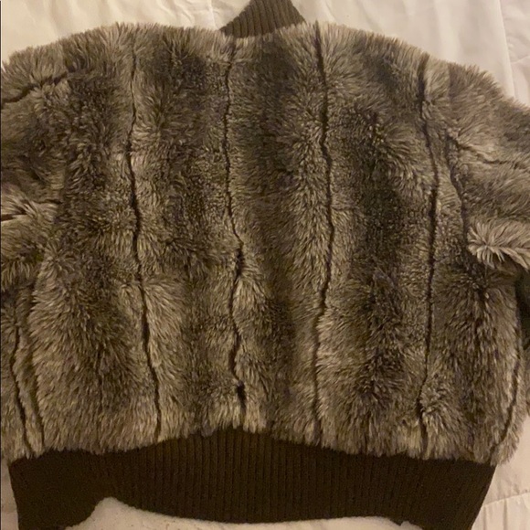 Furry Faux Fur Bomber Jacket - Picture 4 of 4